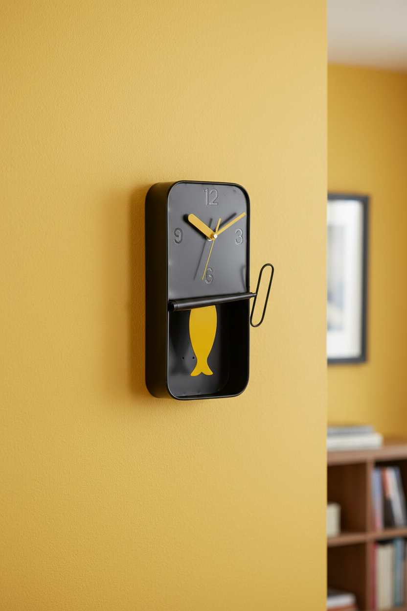 Black Metal Sardine Tin Pendulum Wall Clock