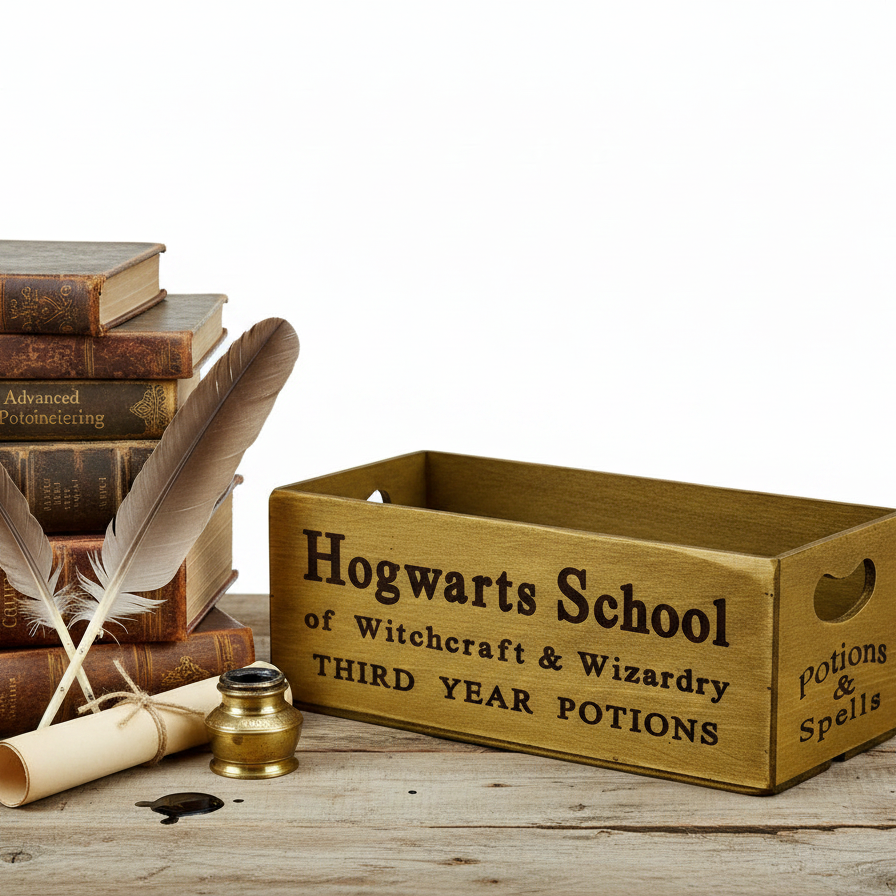 Antiqued "Witchcraft & Wizardry" Wooden Box