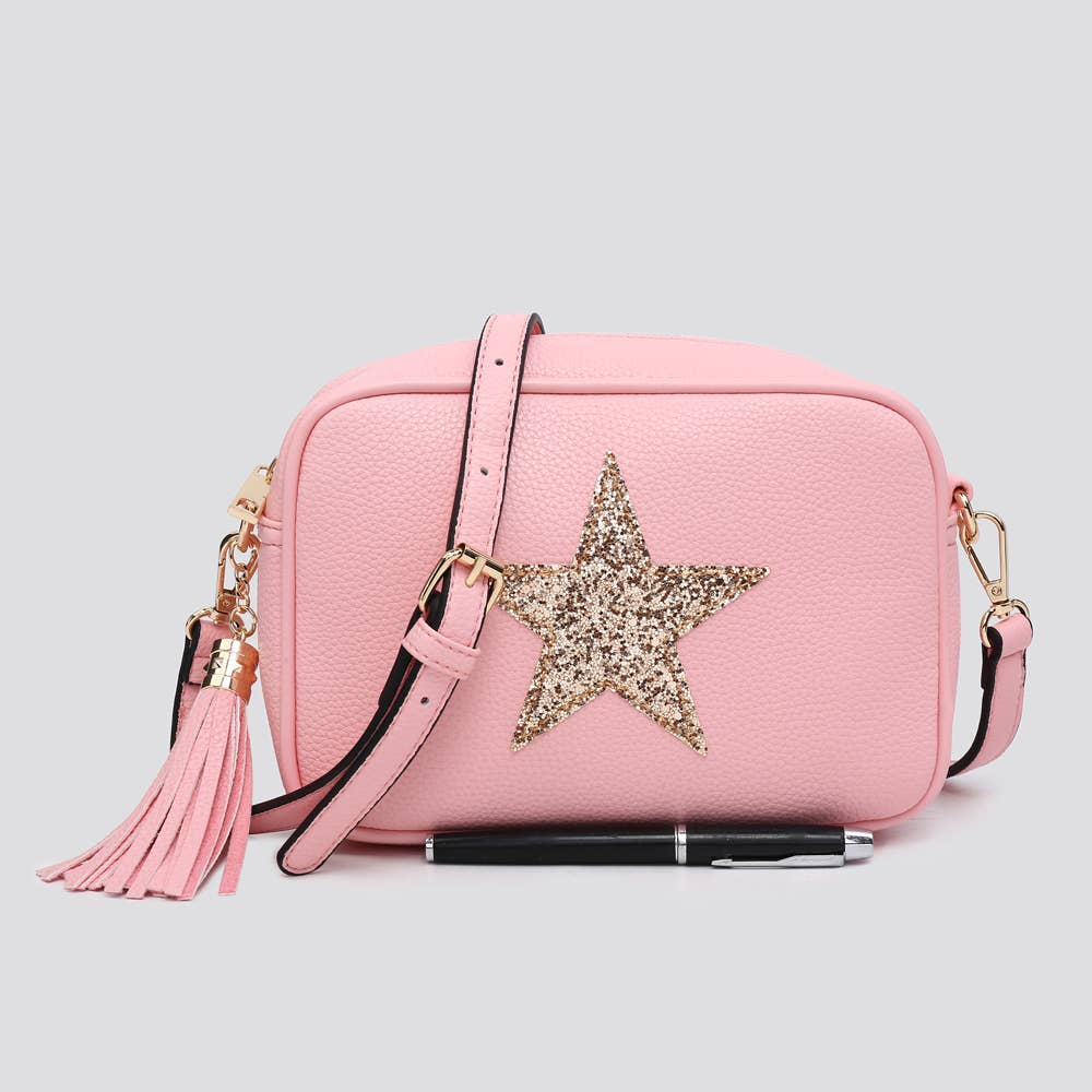 Premium Vegan Leather Camera Star Crossbody Bag #JNY3435AW26: BEIGE