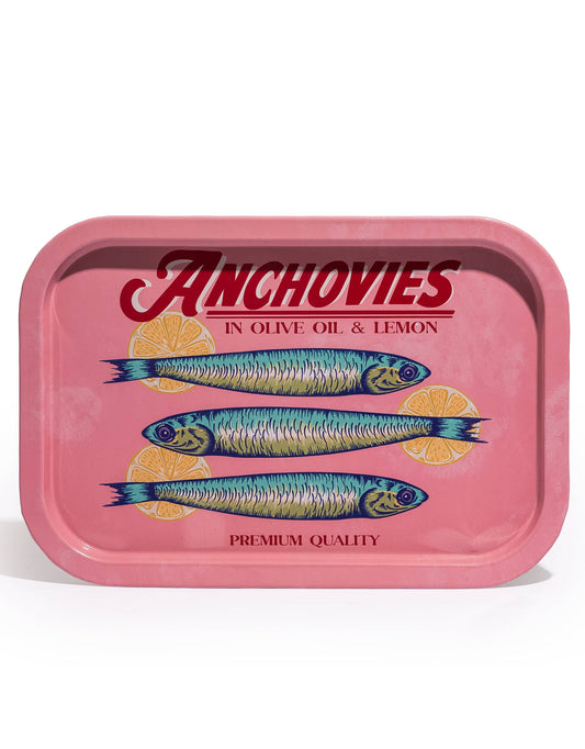 Retro "Anchovies” tin Serving Tray -