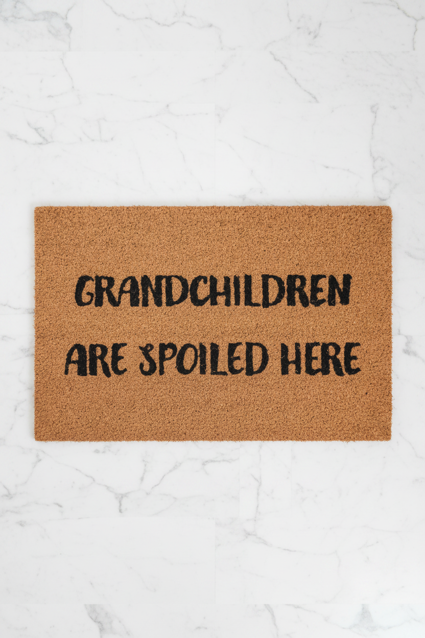 "Grandchildren Are Spoiled Here" Doormat