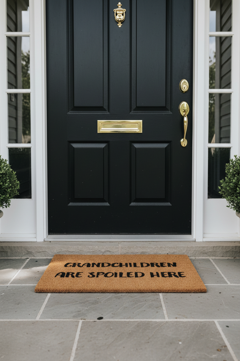 "Grandchildren Are Spoiled Here" Doormat