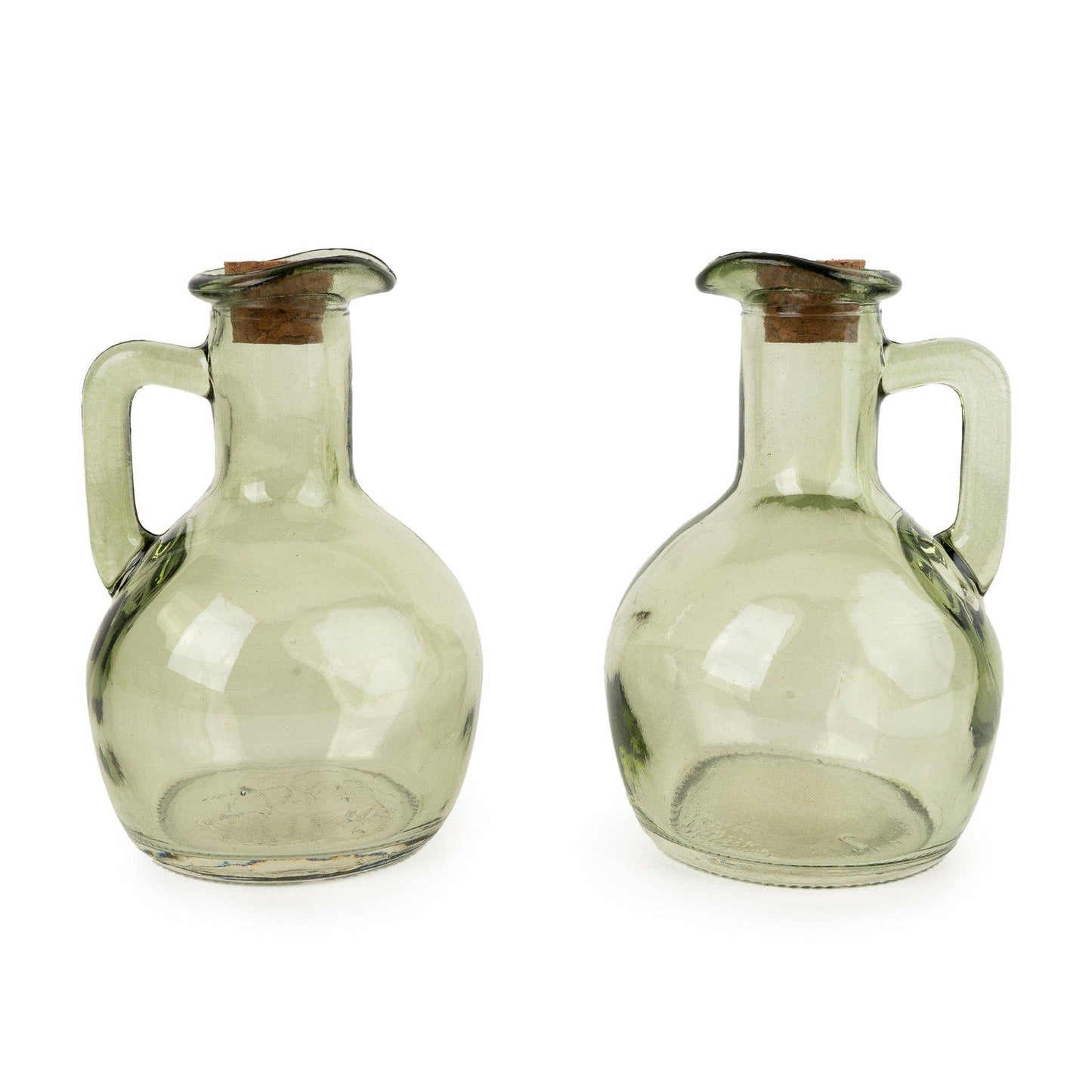 Set of 2 Oil Bottles on Stand - Green