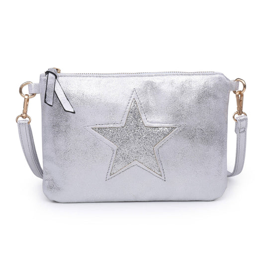 Fabric Star Small Crossbody Bag # 2320: SILVER
