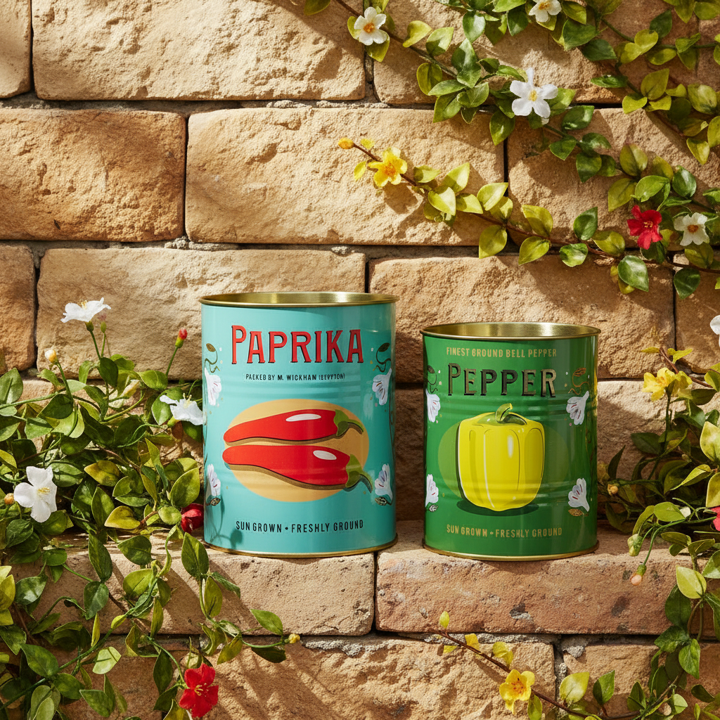 Medium storage tins (set of 2) - Paprika and pepper