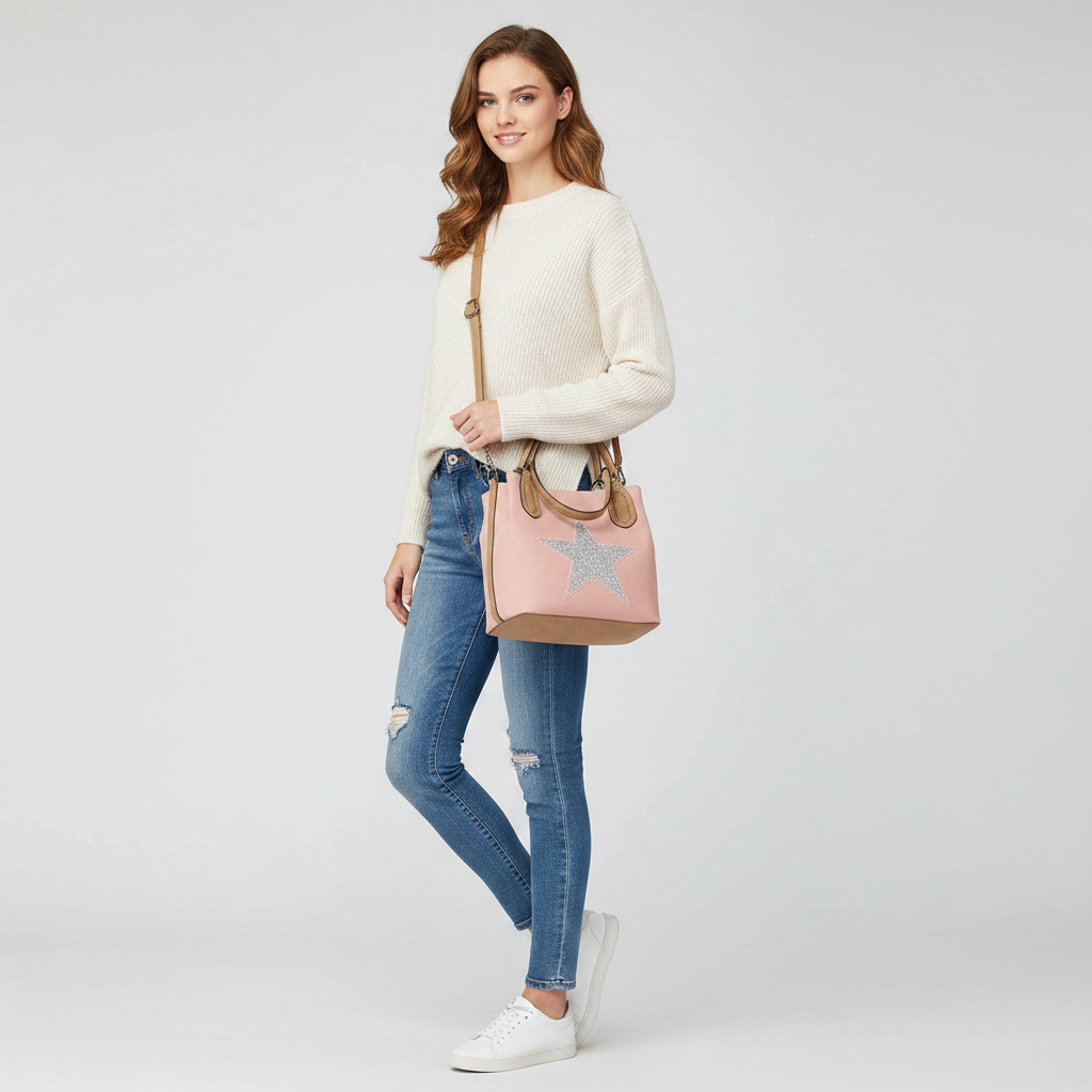 2290 Canvas Star Tote Bag: NUDE