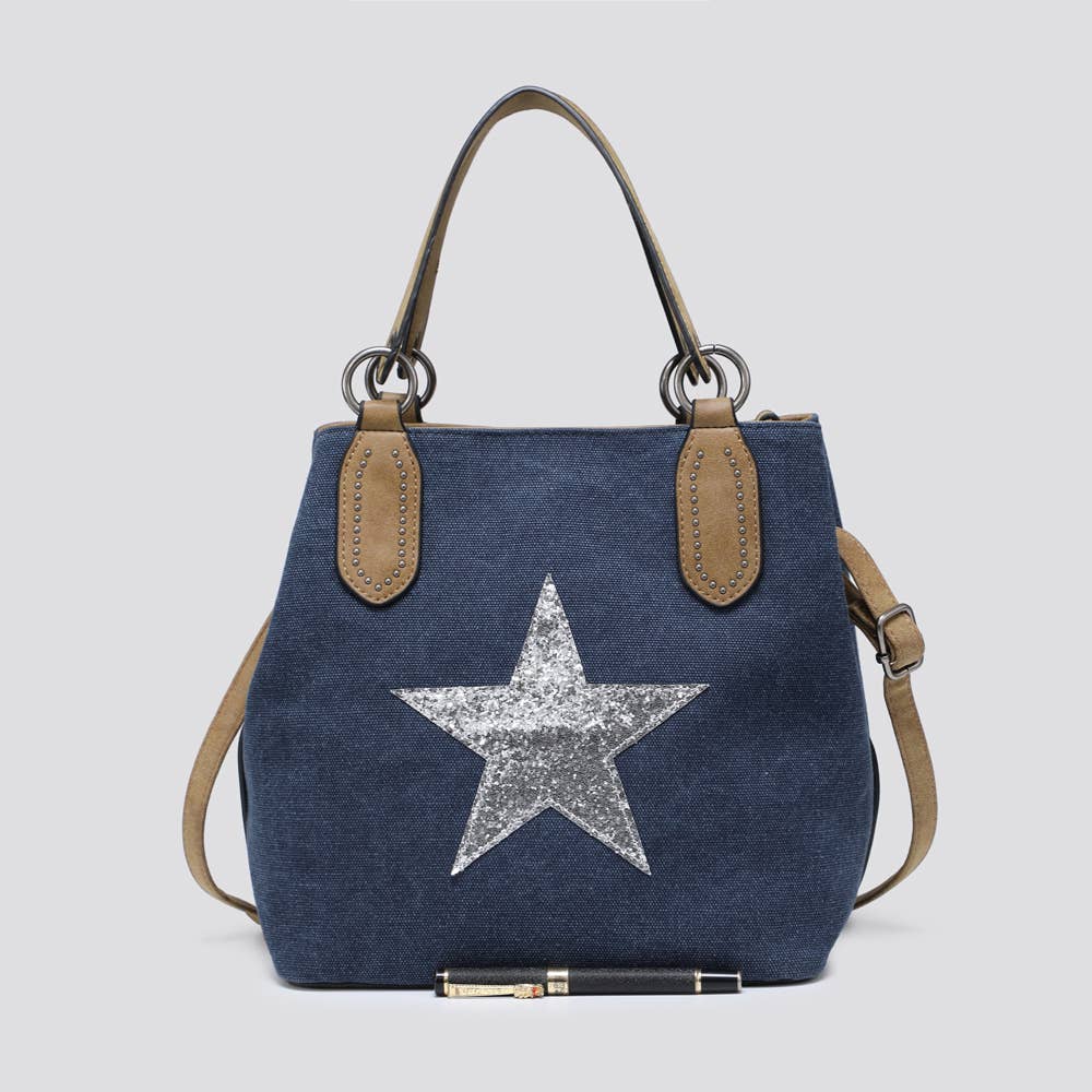 2290 Canvas Star Tote Bag: PINK