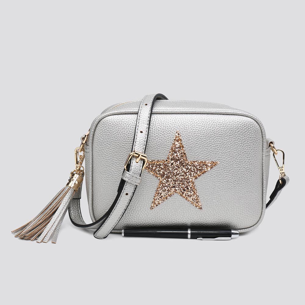 Premium Vegan Leather Camera Star Crossbody Bag #JNY3435AW26: BEIGE