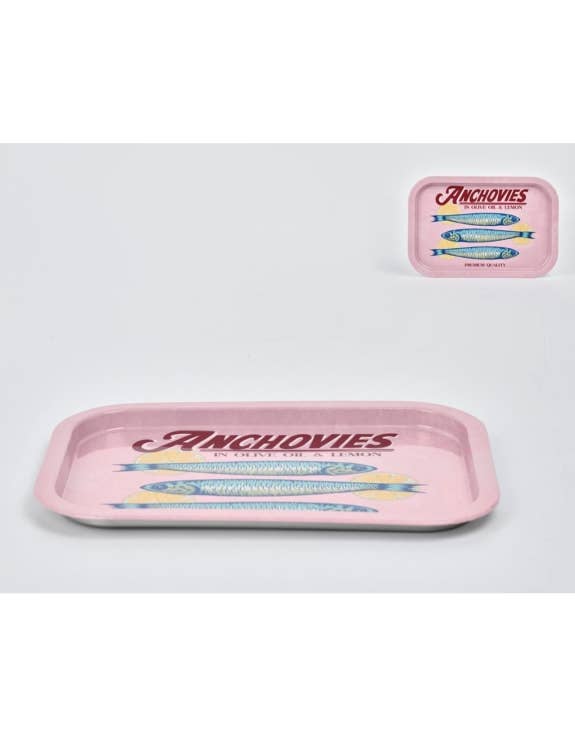 Retro "Anchovies” tin Serving Tray -