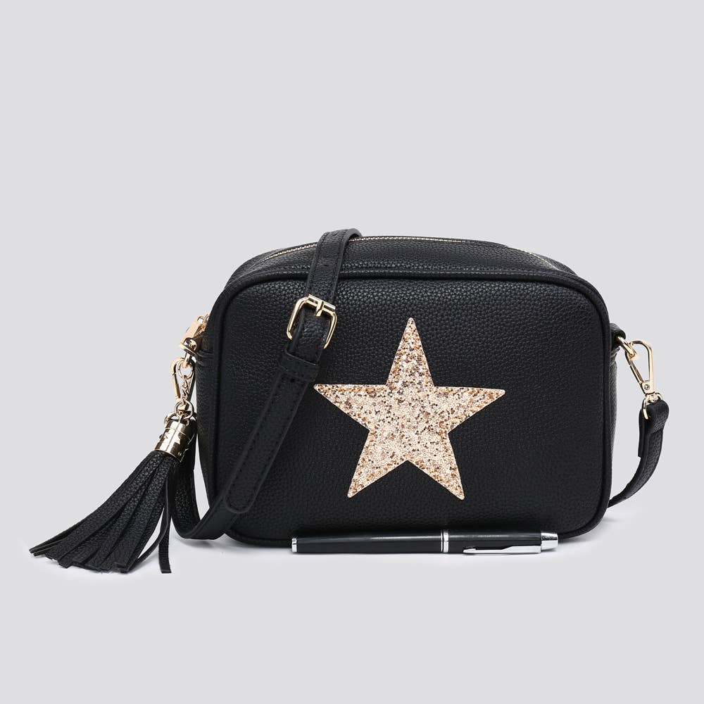 Premium Vegan Leather Camera Star Crossbody Bag #JNY3435AW26: BEIGE