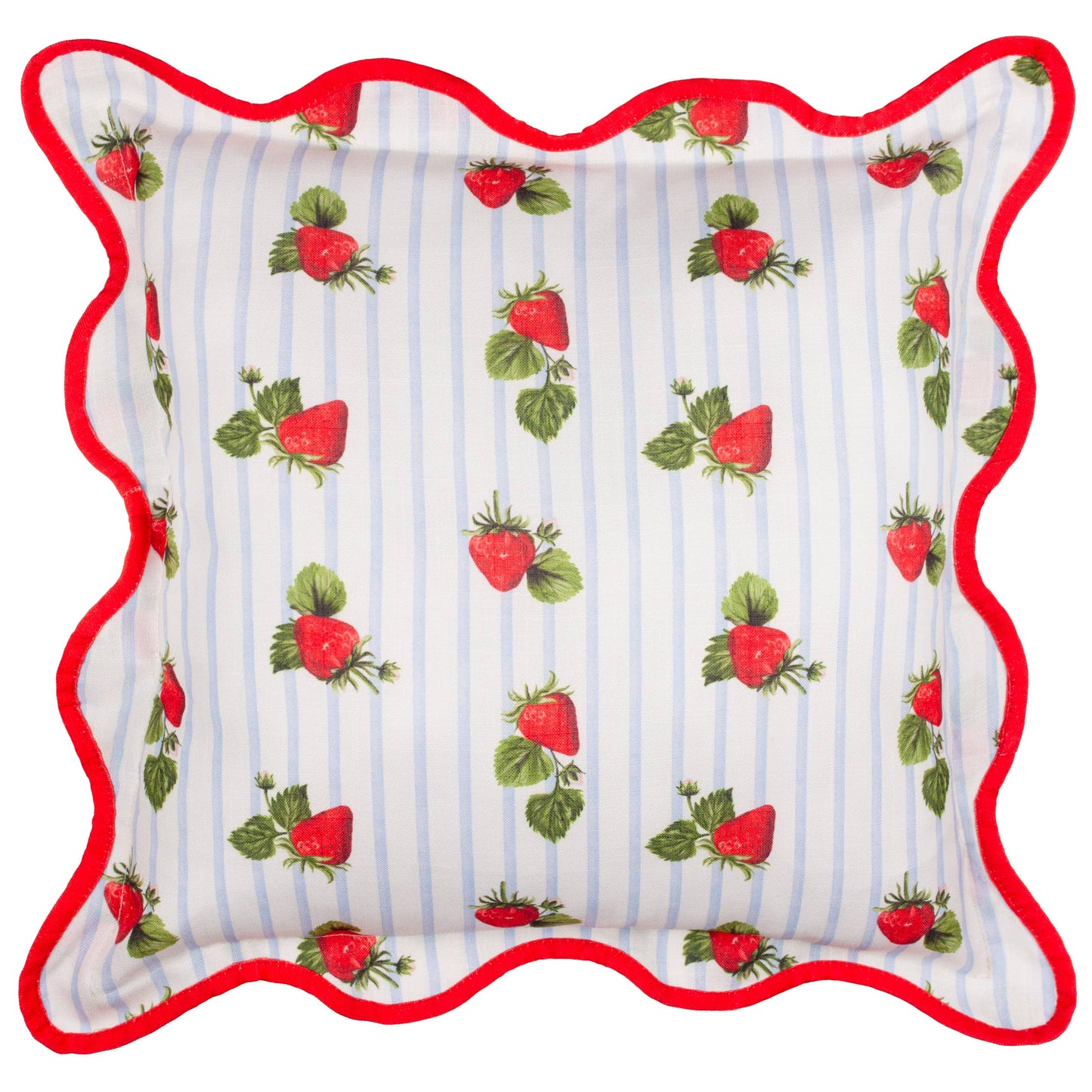 Fruits - Strawberries Striped Outdoor Cushion Blue - Cover Only               45 x 45cm