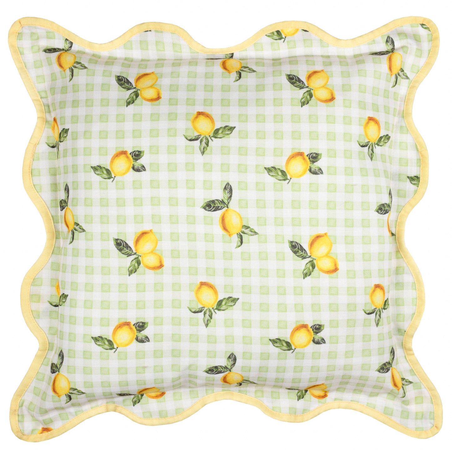 Fruits - Lemons Gingham Check Outdoor Cushion cover only - 45 x 45cm