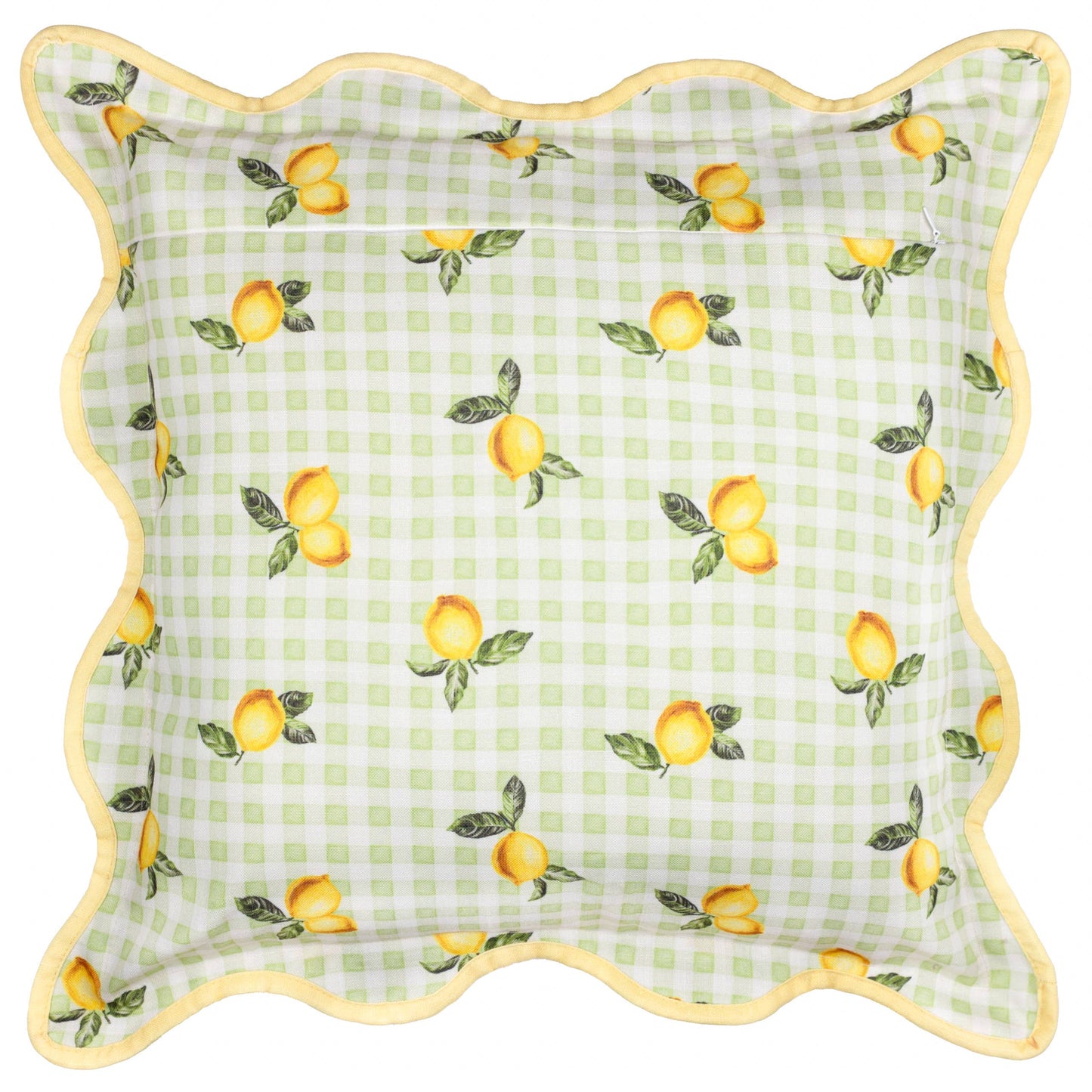 Fruits - Lemons Gingham Check Outdoor Cushion cover only - 45 x 45cm