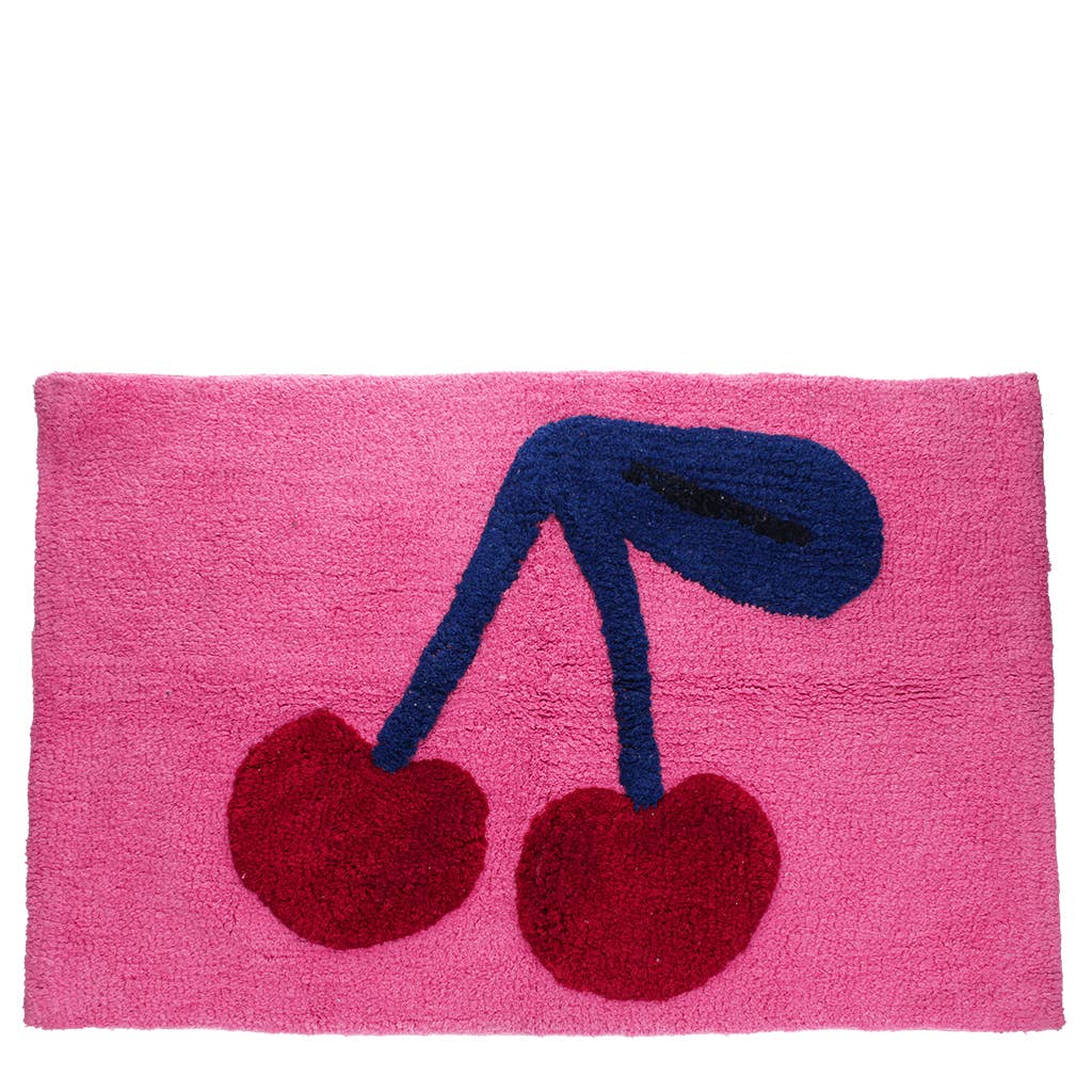 Tufted cotton bath mat - Cherry