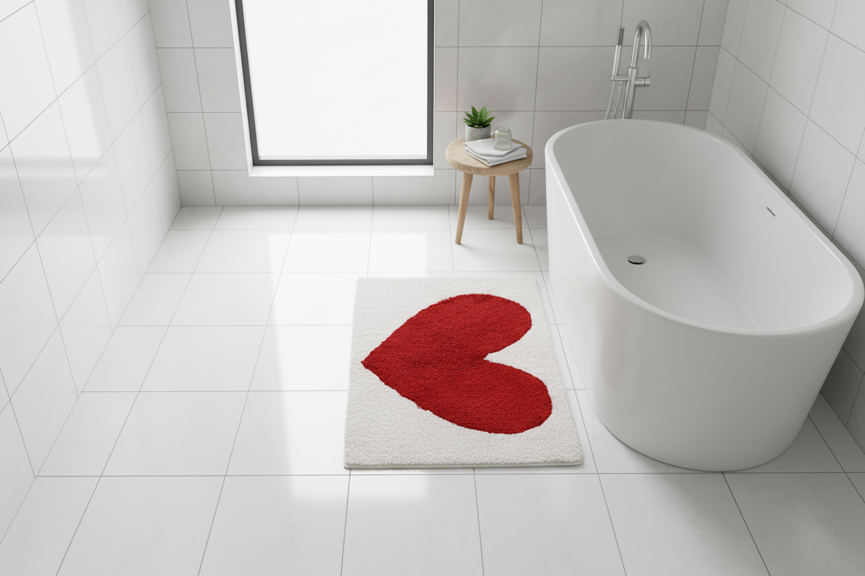 Tufted Cotton Bath Mat - Heart