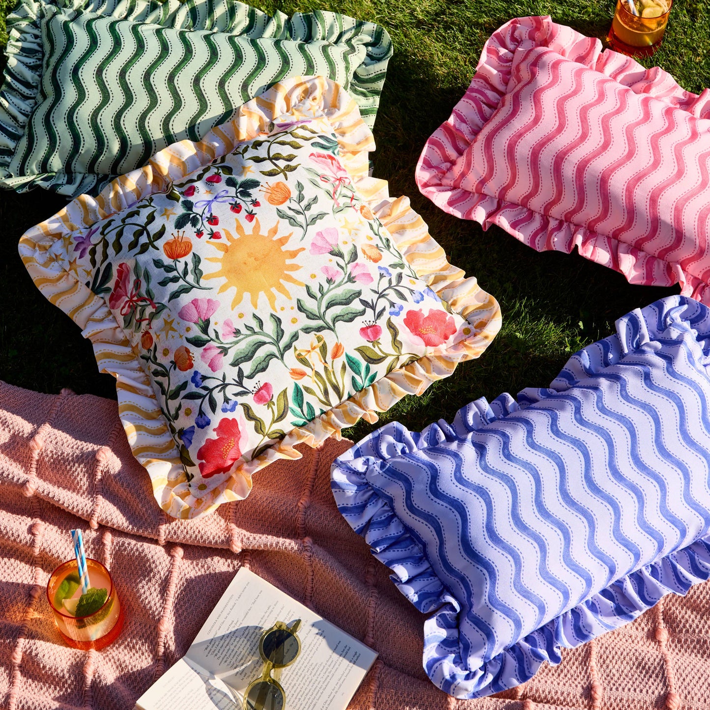 Summer Solstice Outdoor Cushion  - Cover Only.                                       50 x 50cm