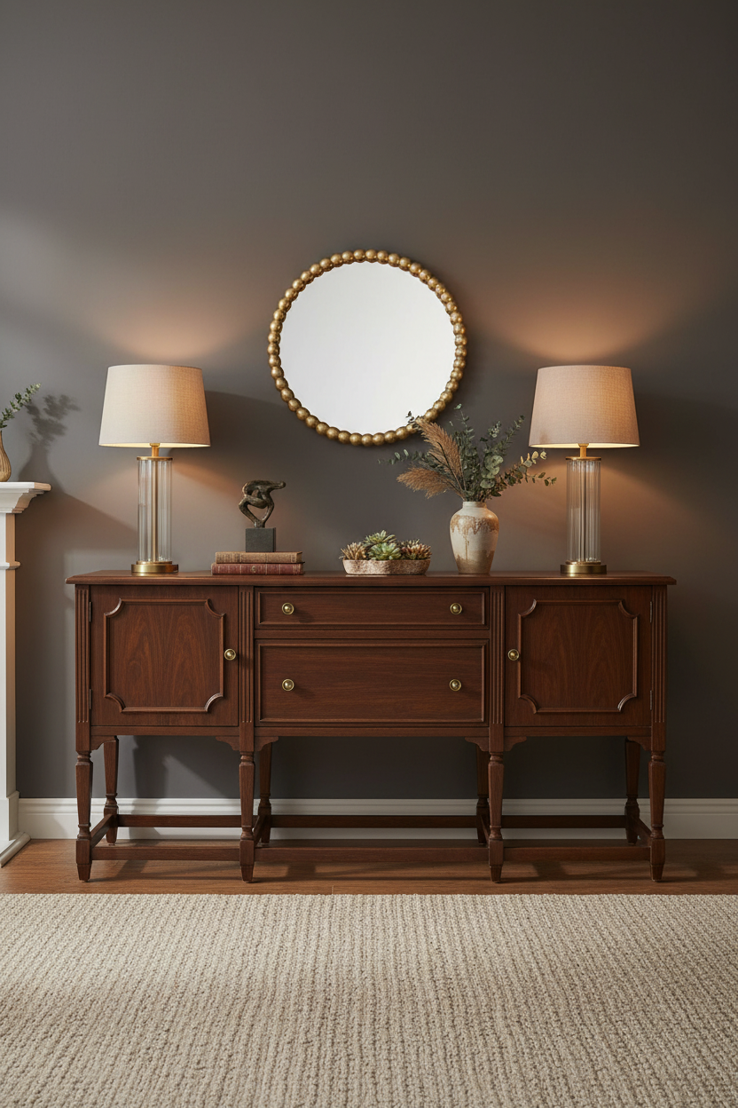 Gold Ball Framed Wall Mirror