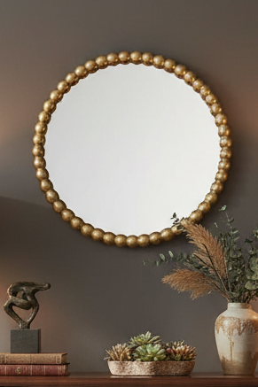 Gold Ball Framed Wall Mirror