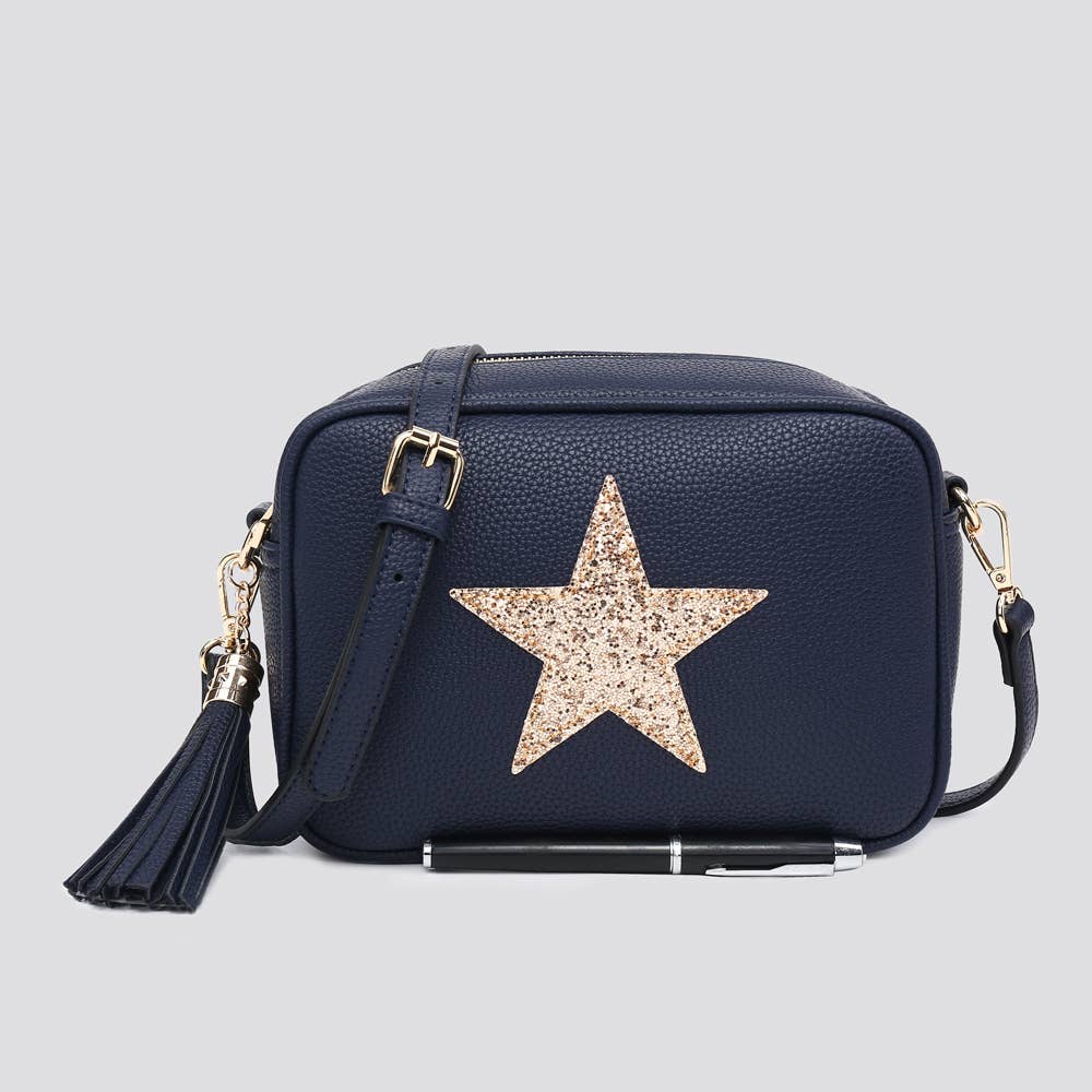 Premium Vegan Leather Camera Star Crossbody Bag #JNY3435AW26: BEIGE