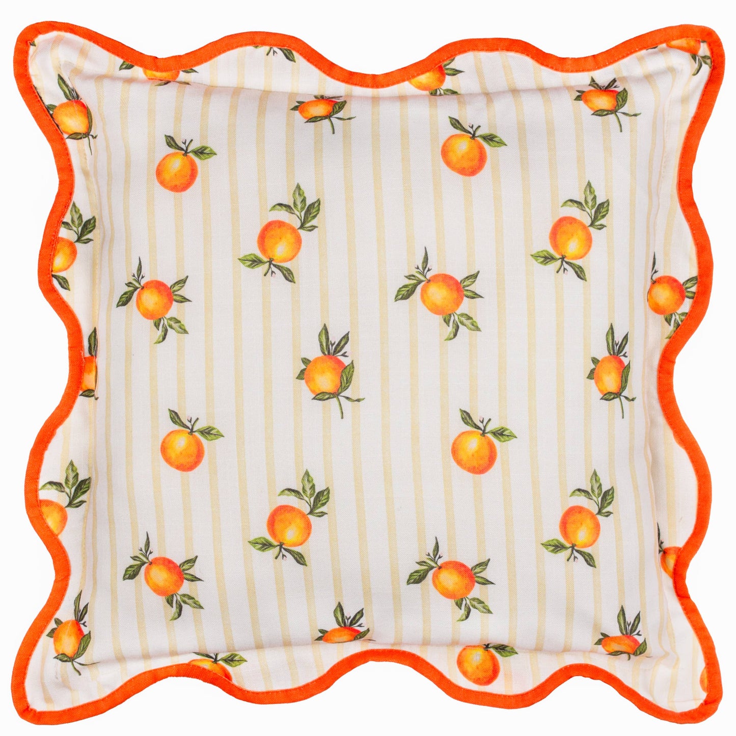 Fruits - Oranges Striped Outdoor Cushion Yellow - Cover Only.         45 x 45cm