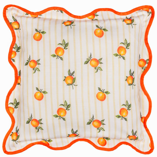 Fruits - Oranges Striped Outdoor Cushion Yellow - Cover Only.         45 x 45cm